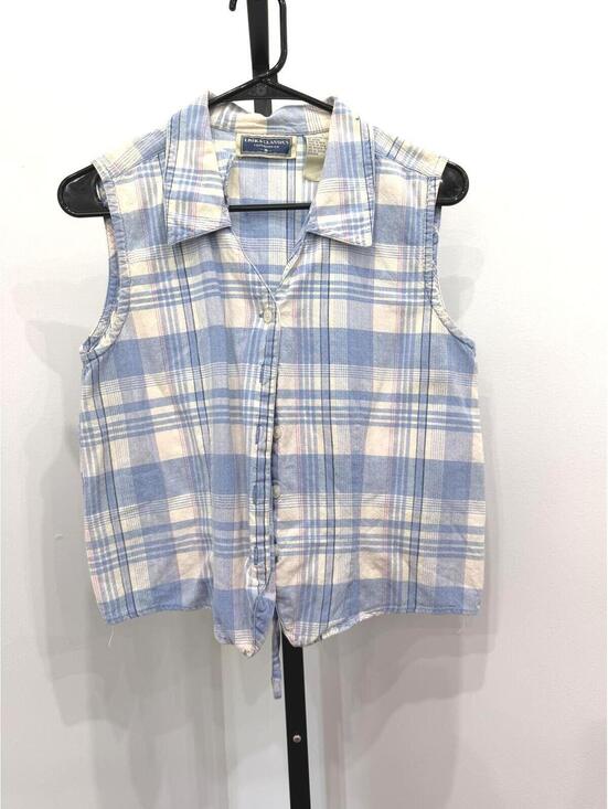 Tops - Vintage 90s Erika Classics Large Sleeveless Button-Up Plaid Shirt